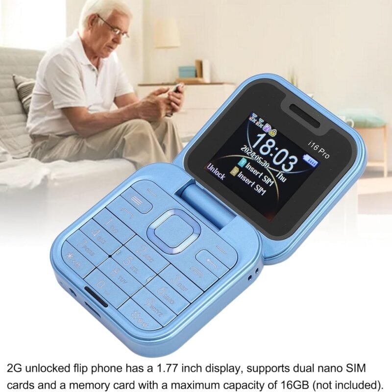 Teléfono plegable con doble pantalla  i16 Pro azul